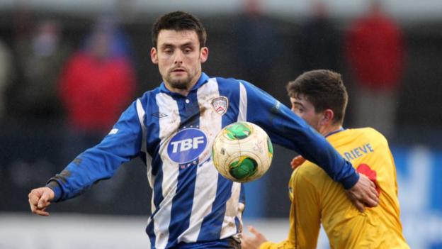 Eoin Bradley and Cameron Grieve in action as Coleraine crash out to Dungannon Swifts in the Irish Cup