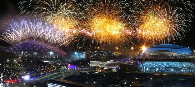 Fireworks light up the opening ceremony