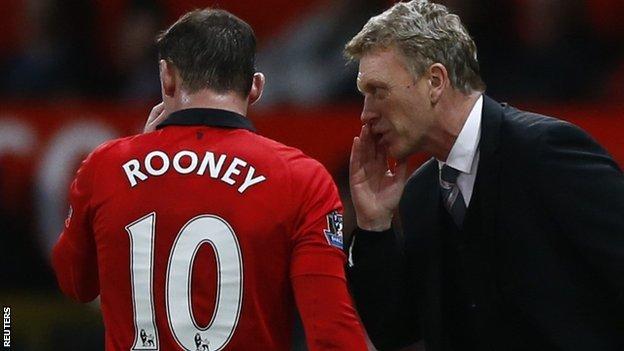 Man Utd striker Wayne Rooney (left) and manager David Moyes