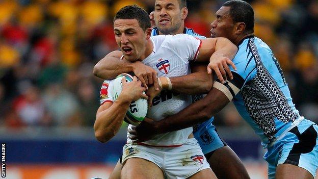 Sam Burgess in action for England