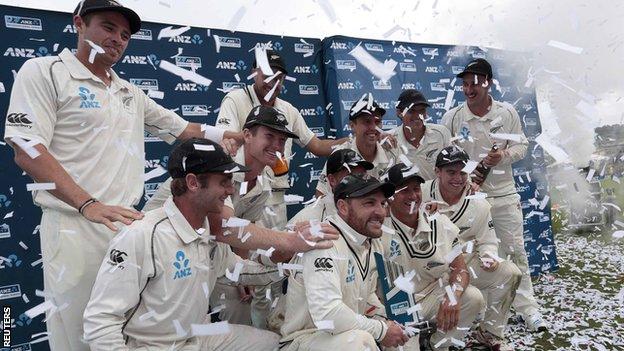 New Zealand with the Test series trophy