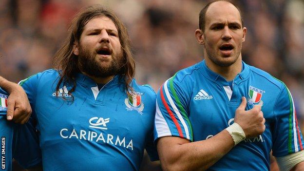 Captain Sergio Parisse (right) and Martin Castrogiovanni will each make a record-breaking 104th appearance for Italy