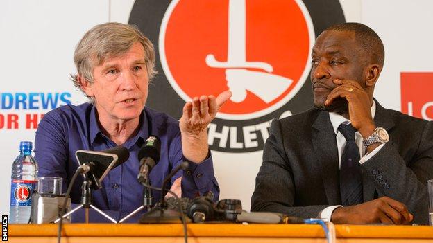 Charlton Athletic owner Roland Duchatelet and Charlton manager Chris Powell