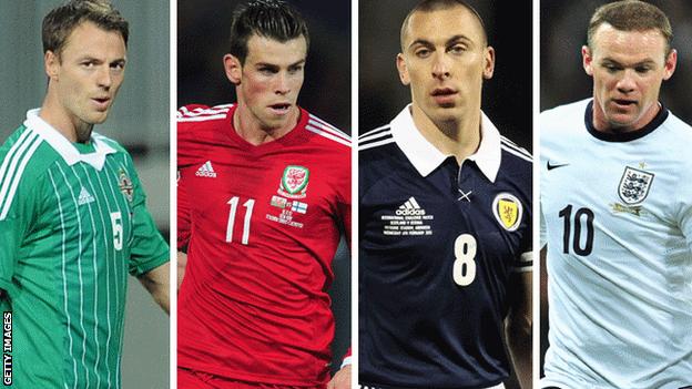 Jonny Evans, Gareth Bale, Scot Brown and Wayne Rooney