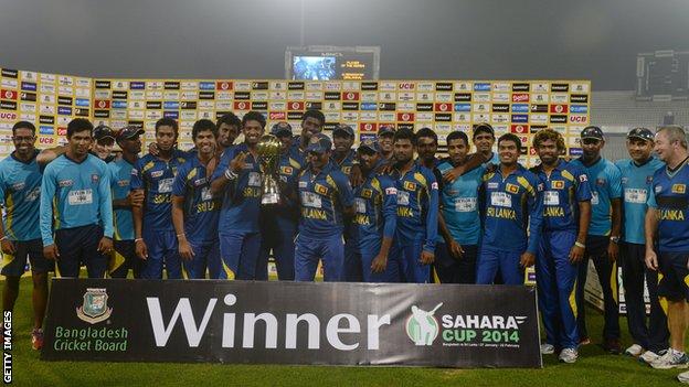 Sri Lanka with the one-day series trophy