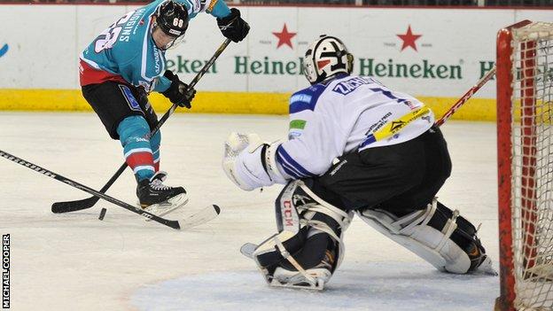 Chris Higgins takes a shot against Coventry on Saturday night