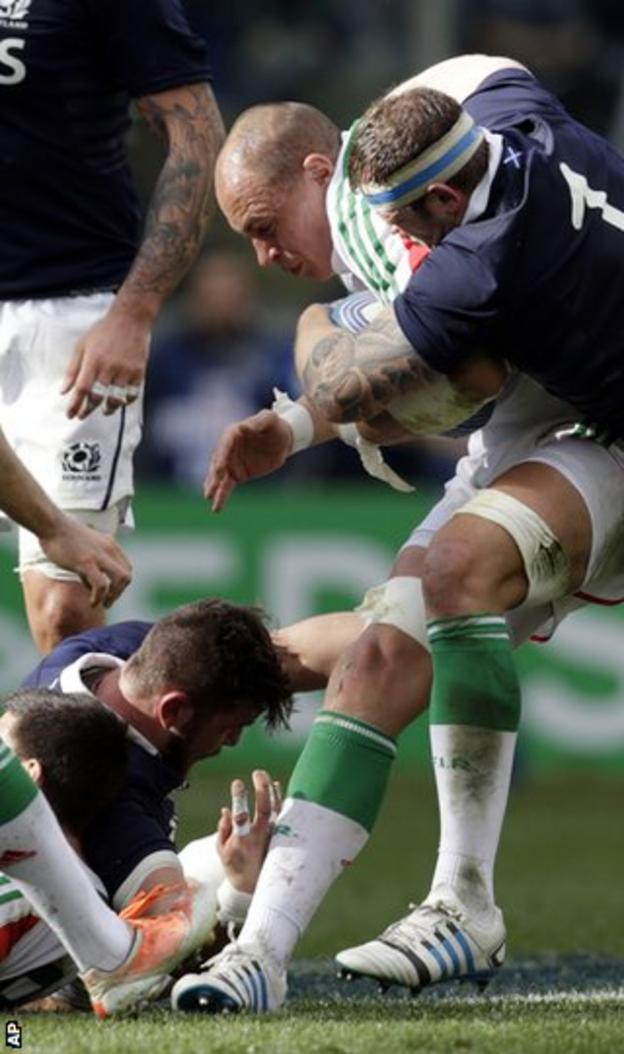 Scotland in action against Italy in the Six Nations