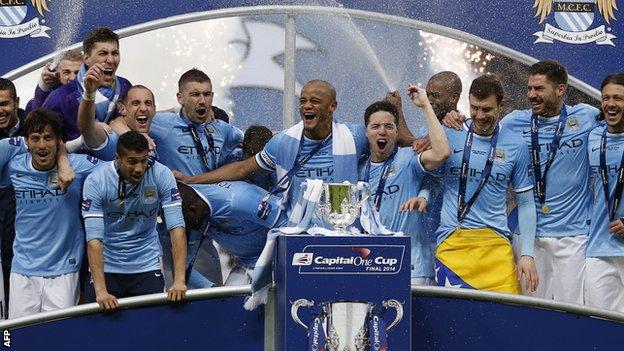 Manchester City's players celebrate