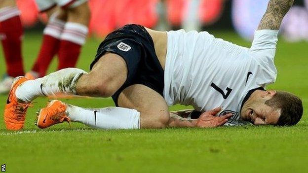 Jack Wilshere was injured against Denmark