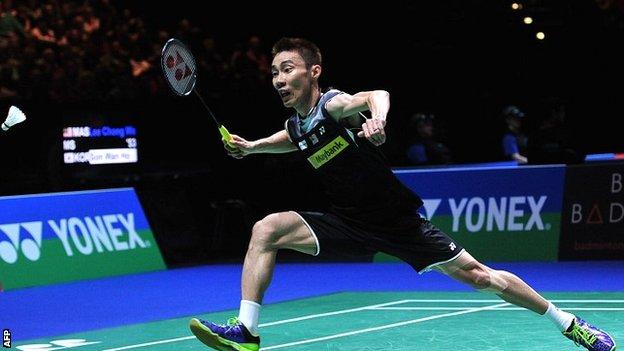 Chong Wei Lee in action during his semi-final victory over Wan Ho Son