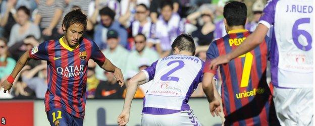 Neymar in action against Real Valladolid