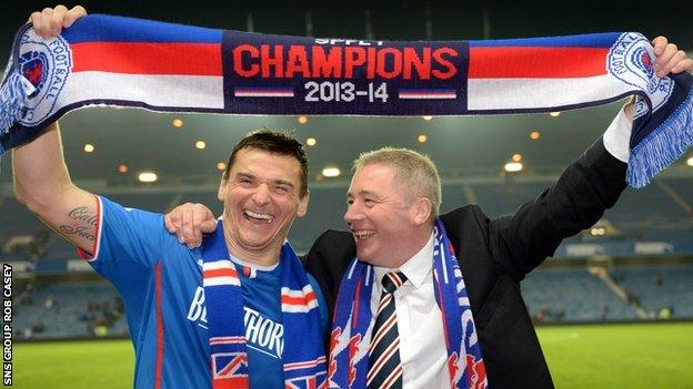 Rangers manager Ally McCoist and goal-hero Lee McCulloch