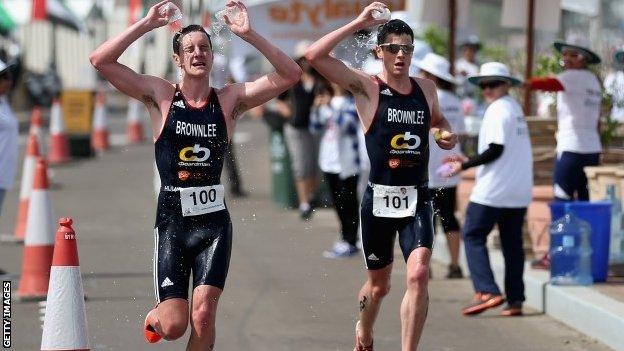 Alistair and Jonny Brownlee at Abu Dhabi triathlon