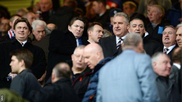 Members of the Rangers board in the stand at Ibrox
