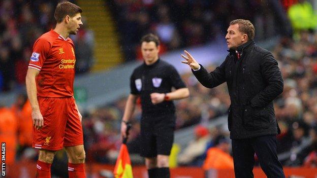 Liverpool captain Steven Gerrard and manager Brendan Rodgers