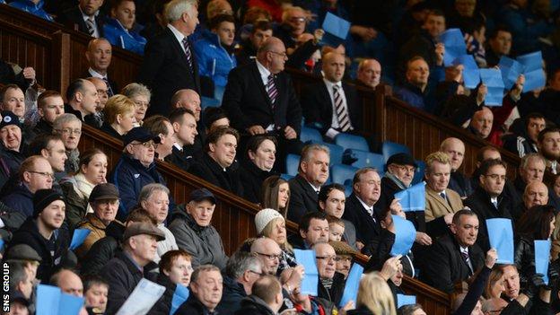 Rangers board members look on during a show of support for Dave King's plans at Ibrox