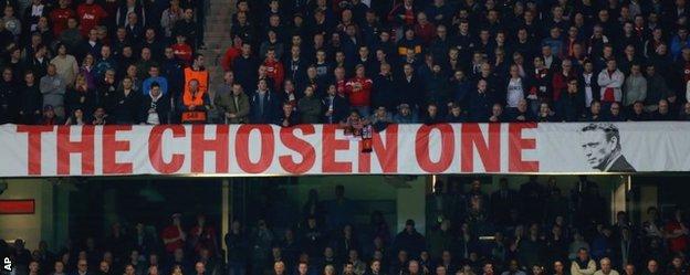 The chosen one banner at Old Trafford