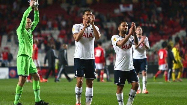 Tottenham players acknowledge their fans