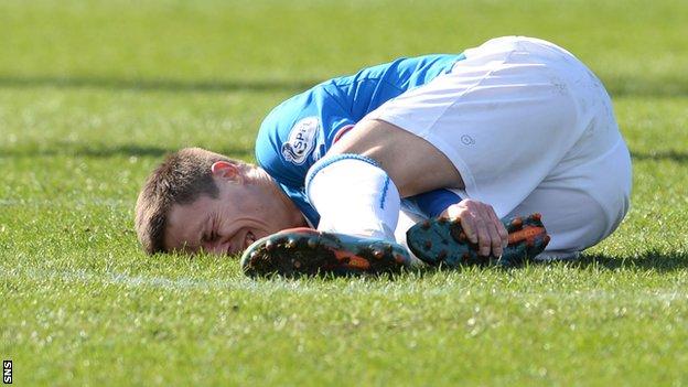 Ian Black was carried off in Rangers 2-1 win over Brechin City