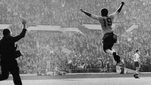 Brazil celebrate after winning the World Cup for the second time