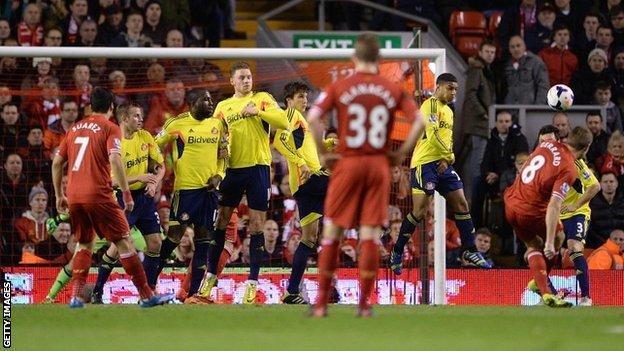 Steven Gerrard fires in the opener from a free-kick