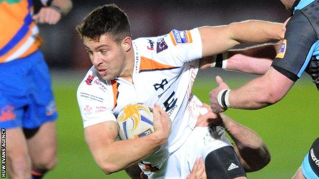 Rhys Webb in action for Ospreys at Glasgow before his injury