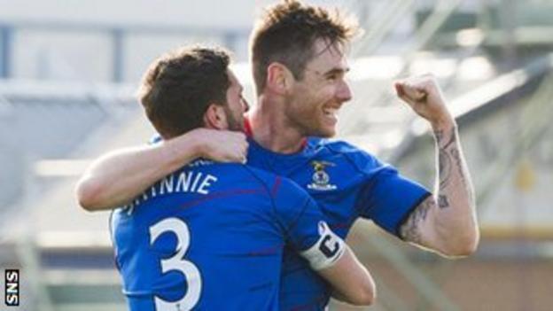 Graeme Shinnie and Greg Tansey celebrate the latter's goal for Inverness