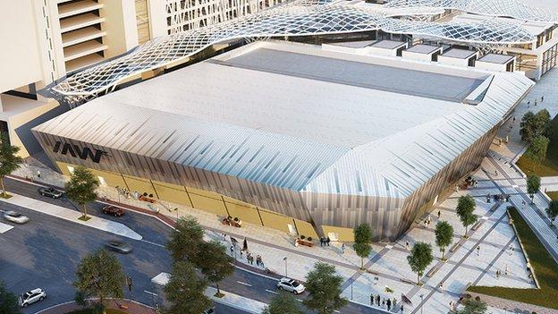An artist's impression of the ice rink from the outside
