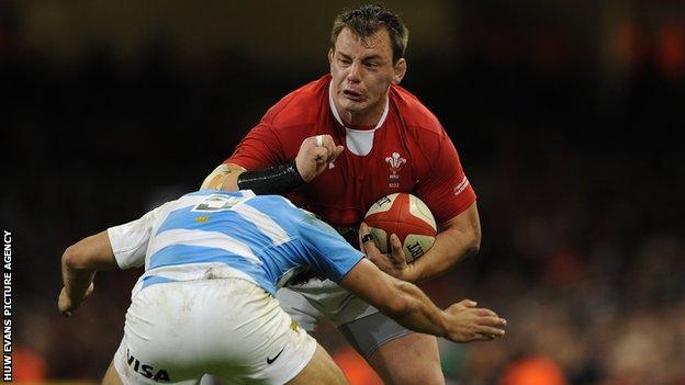 Matthew Rees in action for Wales