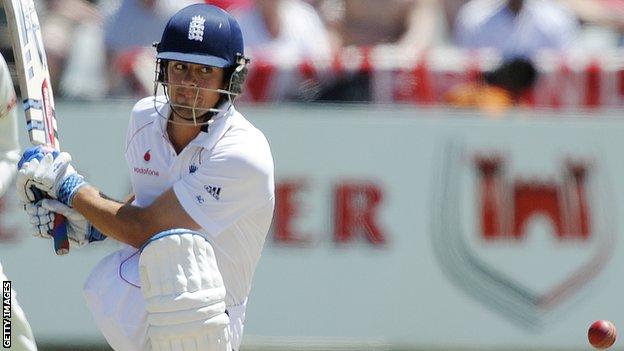 England's Alistair Cook plays a shot in during Ashes.
