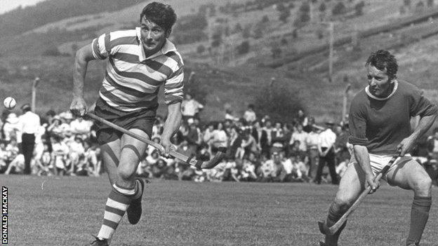 Action from the 1979 Camanachd Cup final at the old Claggan Park, Fort William against Kyles.