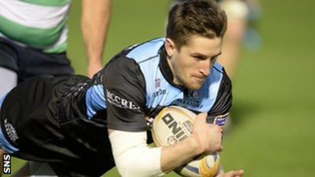 Henry Pyrgos scores a try for Glasgow Warriors against Treviso