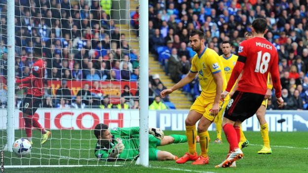 Cardiff-born Joe Ledley scores against his former club to give Palace a 2-0 lead before Puncheon scored a third to plunge the Bluebirds deeper into relegation trouble.