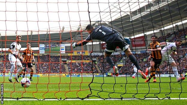 George Boyd scores Hull's goal against Swansea