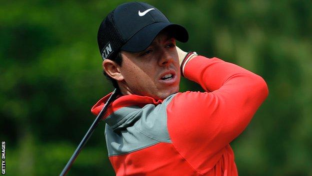 Rory McIlroy in action at the Houston Open