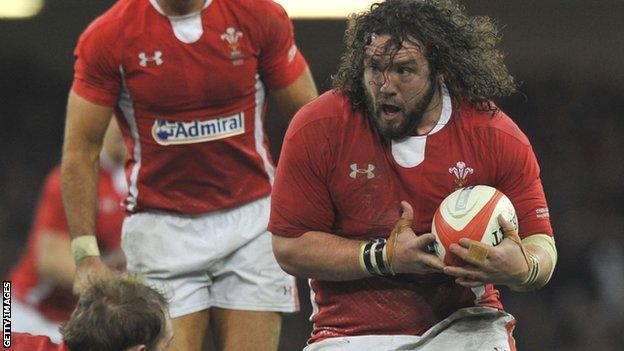 Adam Jones on the attack for Wales