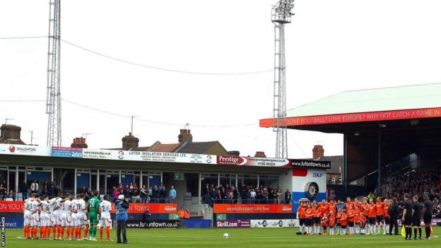 Games in the top eight divisions in England held a minute's silence before kick off, including Luton Town's Conference match with Braintree Town at Kenilworth Road