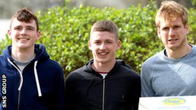 Dundee United trio Andy Robertson, Ryan Gauld and Stuart Armstrong