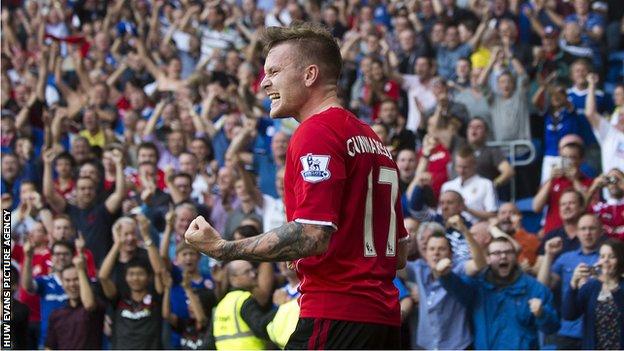 Cardiff fans applaud Aron Gunnarsson after his goal against Manchester City earlier in the season