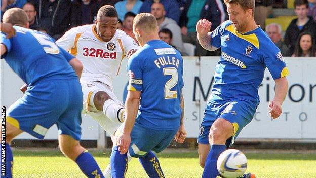 Aaron O'Connor in action against Wimbledon