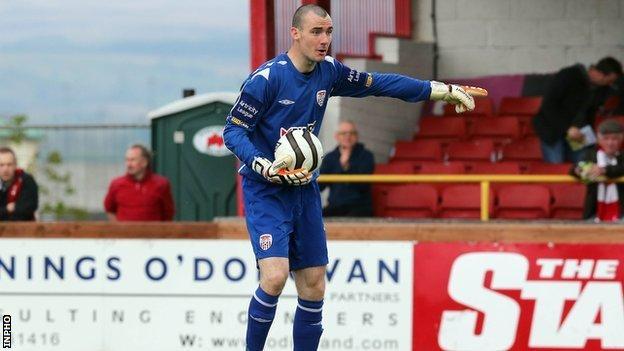 Ger Doherty made a number of fine saves for Derry