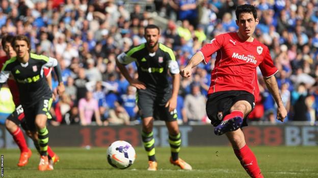 Peter Whittingham scores Cardiff City's first penalty of the season in the Premier League to equalise against Stoke City