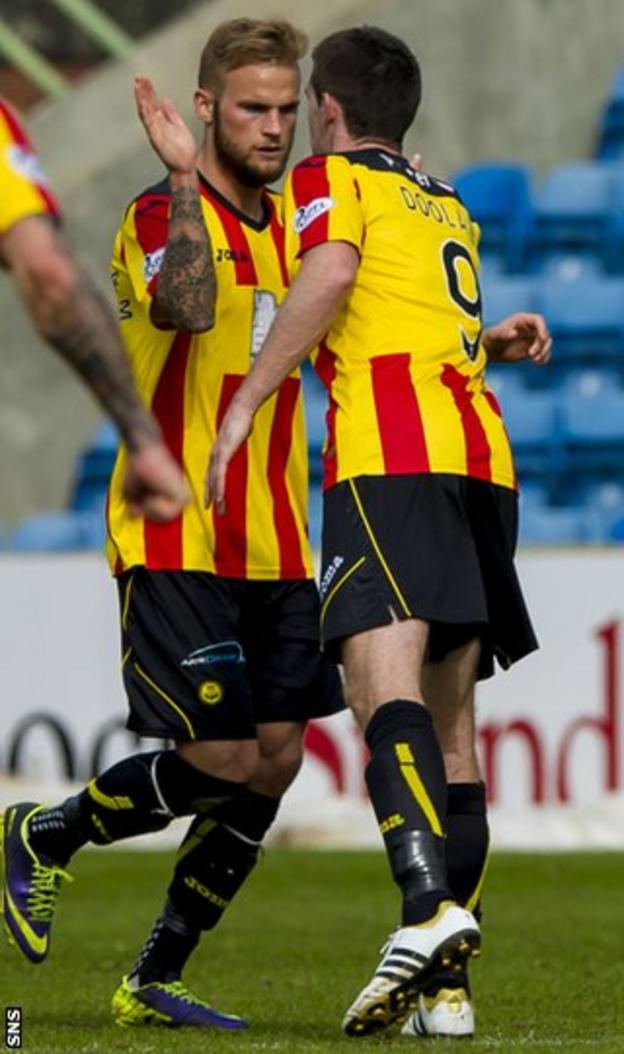 Kallum Higginbotham (left) scored for Partick Thistle