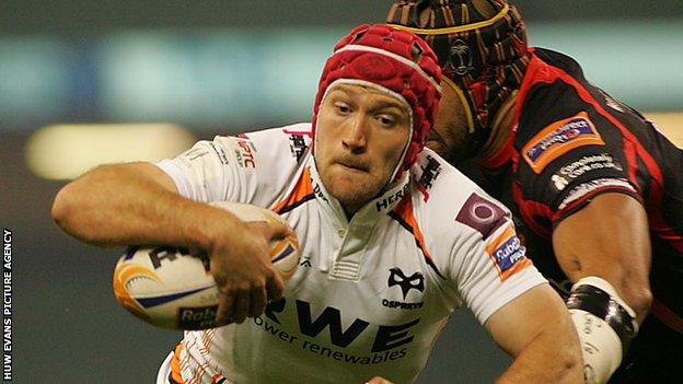 Richard Fussell of Ospreys is denied a try by the TMO review