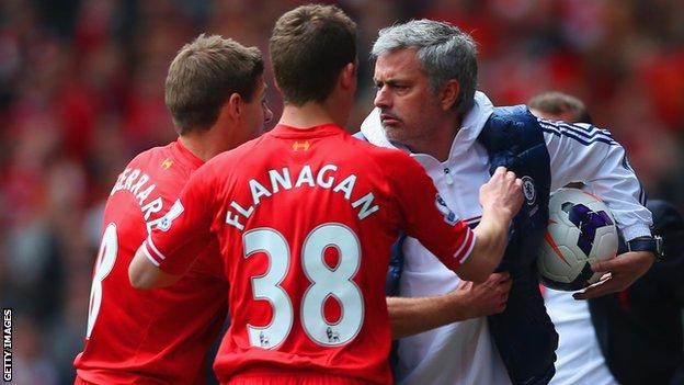 Chelsea manager Jose Mourinho at Anfield