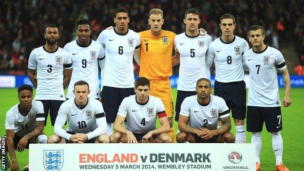 England squad before the March match against Denmark