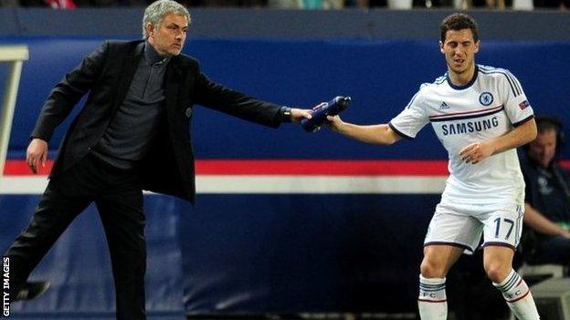 Chelsea manager Jose Mourinho (left) and midfielder Eden Hazard