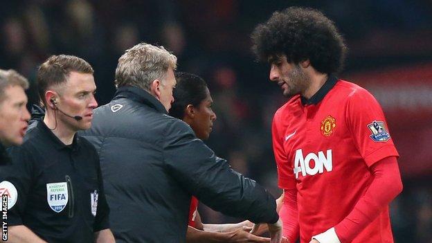 Marouane Fellaini and David Moyes