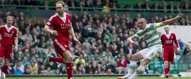 Scott Brown scores for Celtic against Aberdeen