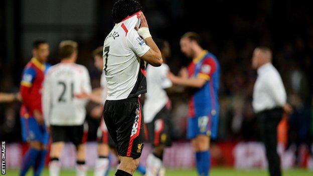 Liverpool's Luis Suarez sheds tears at Crystal Palace.